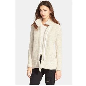 IRO Ajuma Cream Chunky Knit Moto Jacket Size 38 EU/S US